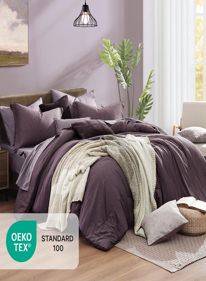 Monbix Twin Comforter Set, Deep Purple Bedding Comforter for Twin XL Bed Set Reversible, Bedding Sets 5 Pieces, Cationic Dyeing Bed in a Bag Twin with Comforter, Sheets, Pillowcases & Shams - Image 5