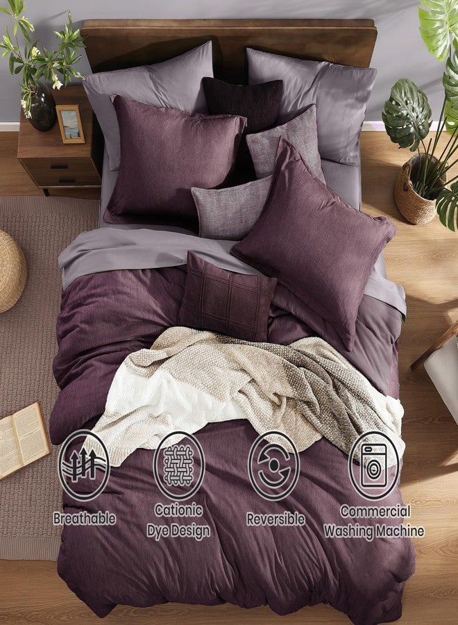 Monbix Twin Comforter Set, Deep Purple Bedding Comforter for Twin XL Bed Set Reversible, Bedding Sets 5 Pieces, Cationic Dyeing Bed in a Bag Twin with Comforter, Sheets, Pillowcases & Shams - Image 2