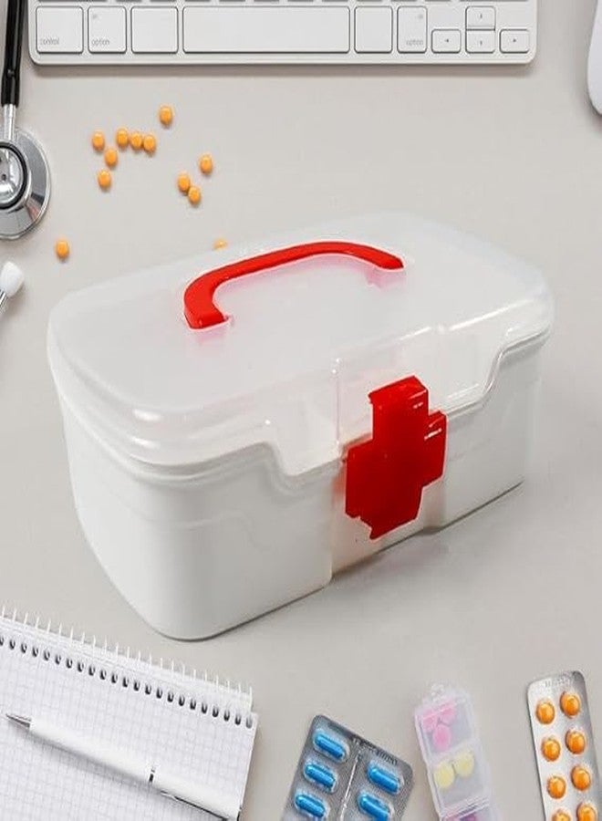 Crockett Medico Small First Aid Box | BPA-Free Transparent Plastic Medical Storage Organizer with Handle | Portable Emergency Utility Cabinet for Home, Office, School, Car & Travel - Image 2