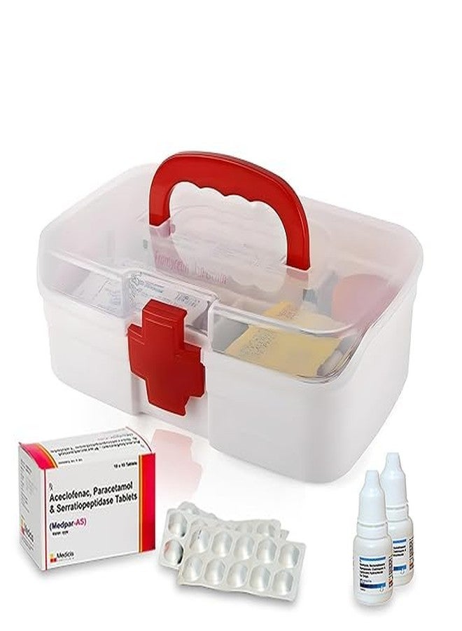 Crockett Medico Small First Aid Box | BPA-Free Transparent Plastic Medical Storage Organizer with Handle | Portable Emergency Utility Cabinet for Home, Office, School, Car & Travel - Image 4