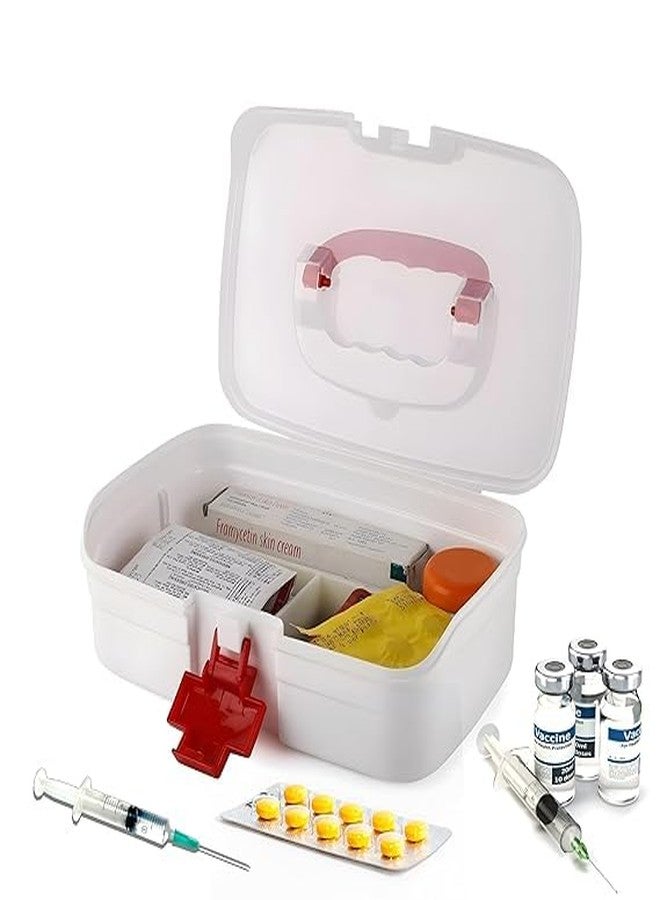 Crockett Medico Small First Aid Box | BPA-Free Transparent Plastic Medical Storage Organizer with Handle | Portable Emergency Utility Cabinet for Home, Office, School, Car & Travel - Image 3