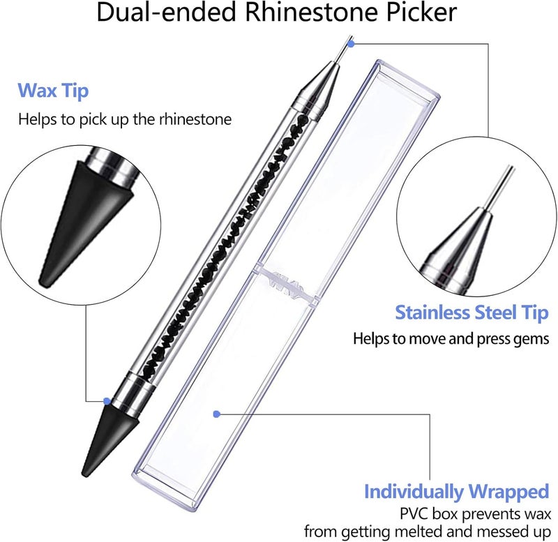 1 Pcs Dual-ended Wax Pencil Picker Gems Crystals Studs Jewel Picker Tool, Crystal Bead Handle Diamond Painting Wax Rhinestone Applicator Tool for DIY Nail Art-MULTICOLOR - Image 1