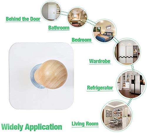 Gopendra Gopendra Adhesive Wooden Wall Hook Hanger Hanging for Hats Caps Jackets Coat Bathrobe Bath Towel Keys and Kitchen Utensils 10pcs  - Image 4