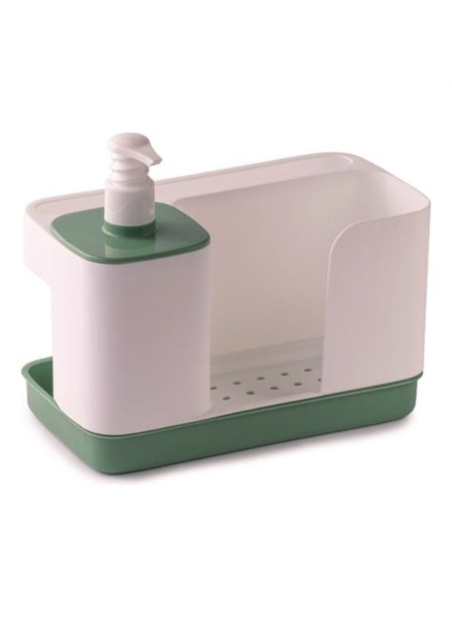 Snips Dishwashing Sponge Holder with Soap Dispenser Set White and Green 18 x 21 x 12 cm 079329