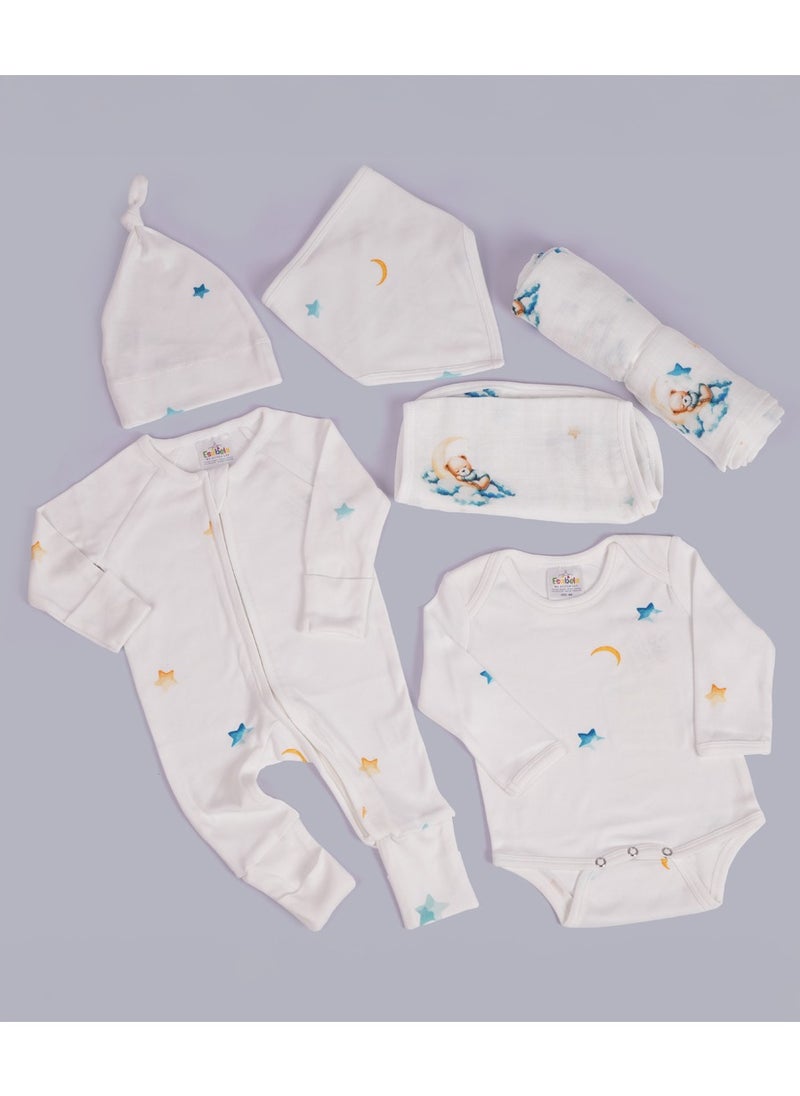 Esabela - Unisex Baby Sleepsuit & Bodysuit Set Soft Cotton Baby Bodysuit Cozy, Breathable, and Gentle on Skin, Swaddle/Sleep Suit/Body Suit/Burp Cloth/Cap/Bib for New Born Infant Size Age 0+ Months - Image 1