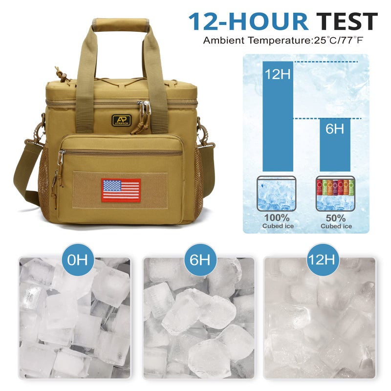 ATRIPACK Lunch Box for Men, Tactical Lunch Bag MOLLE Webbing Leakproof Insulated Large Lunch Cooler Women Adult Meal with Adjustable Shoulder Strap Durable Lunch Pail (Brown) - Image 4