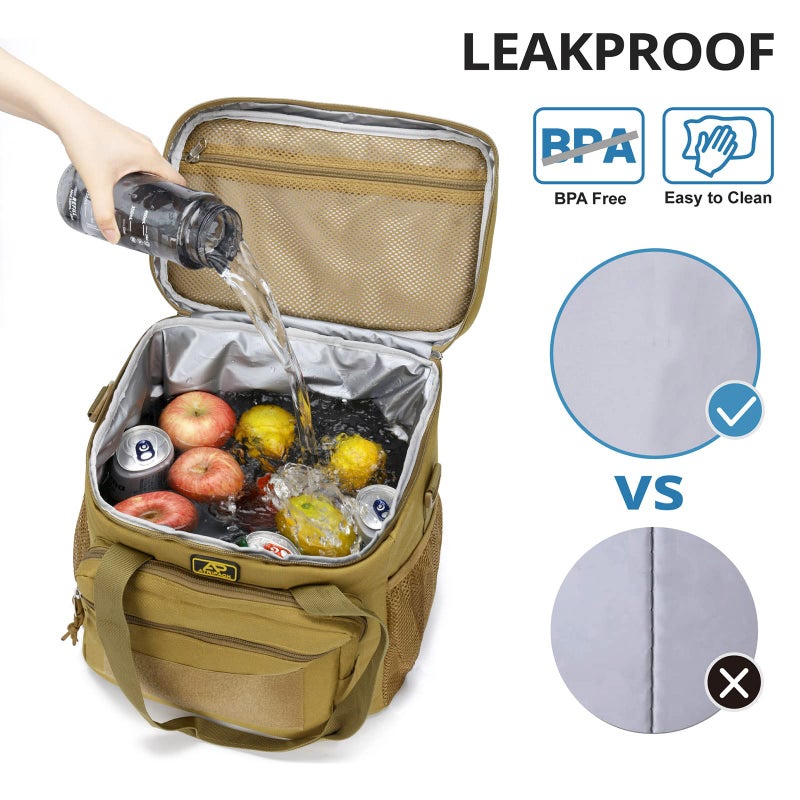 ATRIPACK Lunch Box for Men, Tactical Lunch Bag MOLLE Webbing Leakproof Insulated Large Lunch Cooler Women Adult Meal with Adjustable Shoulder Strap Durable Lunch Pail (Brown) - Image 5
