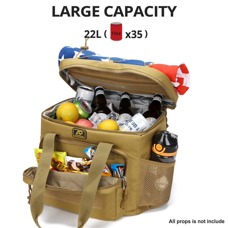 ATRIPACK Lunch Box for Men, Tactical Lunch Bag MOLLE Webbing Leakproof Insulated Large Lunch Cooler Women Adult Meal with Adjustable Shoulder Strap Durable Lunch Pail (Brown) - Image 3