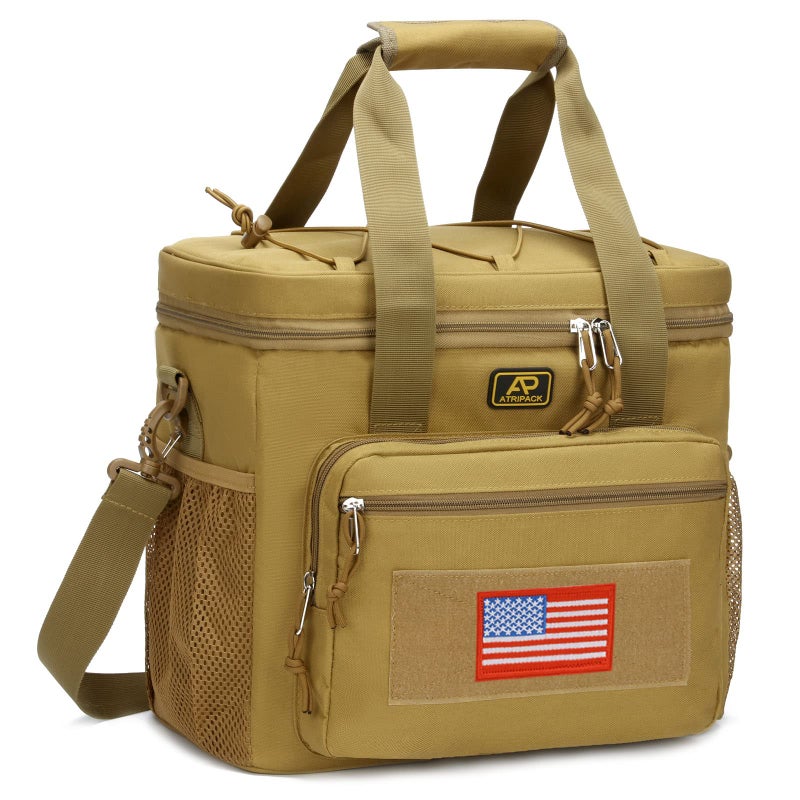 ATRIPACK Lunch Box for Men, Tactical Lunch Bag MOLLE Webbing Leakproof Insulated Large Lunch Cooler Women Adult Meal with Adjustable Shoulder Strap Durable Lunch Pail (Brown) - Image 1