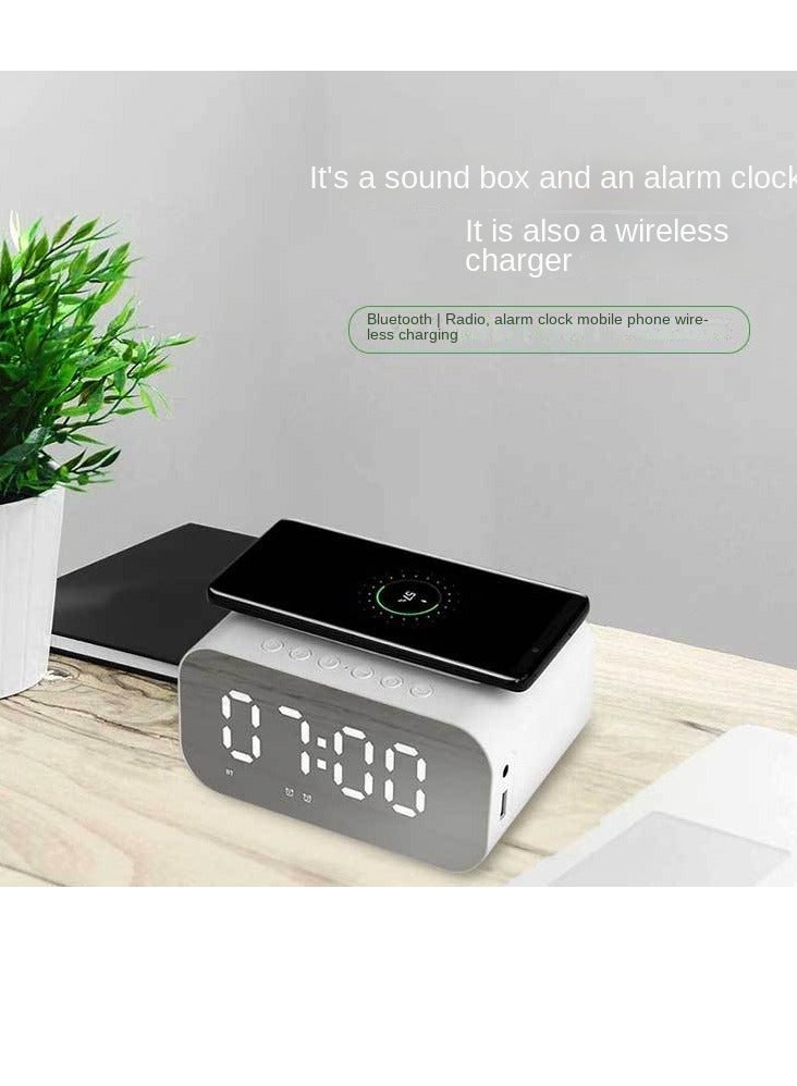 general 3 In 1 LED Alarm Clock Bluetooth Sound System Wireless Charger White - Image 5