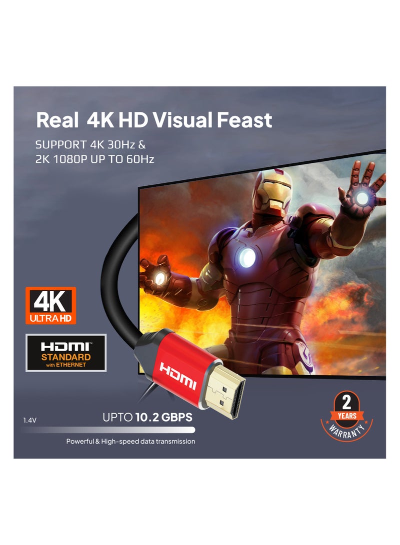 MOWSIL HDMI Cable 18Gbps High-Speed 4K @30Hz 1.4 Cable 10Mtr, HDMI to HDMI Video Wire Braided Compatible with Set-top-box, PS-3/4, TV, Projector, Display, Laptop  - Image 2