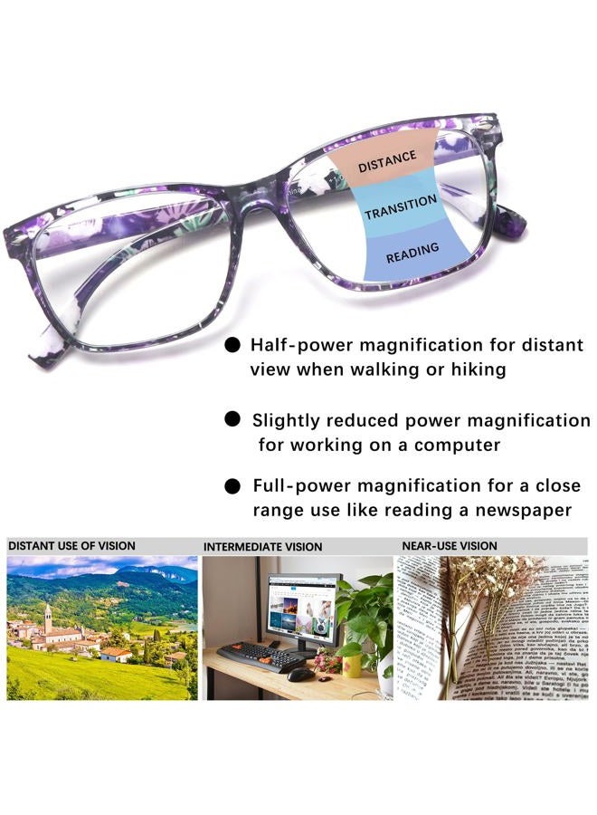 CLASAGA Progressive Multifocus Reading Glasses for Women, Pattern Print Blue Light Block Stylish Ladies Computer Readers (pattern design-2, 2.25, x) - Image 4