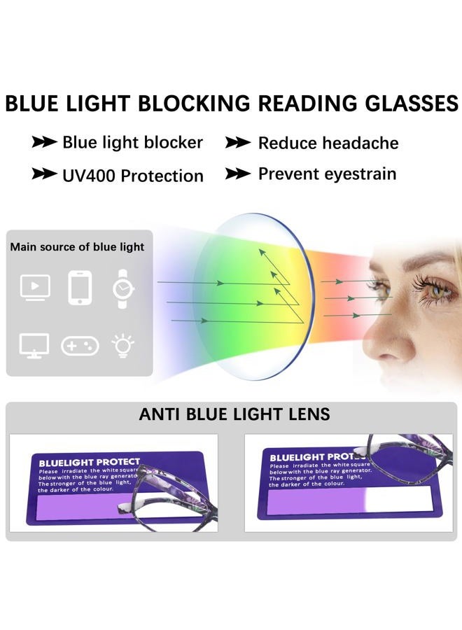 CLASAGA Progressive Multifocus Reading Glasses for Women, Pattern Print Blue Light Block Stylish Ladies Computer Readers (pattern design-2, 2.25, x) - Image 5