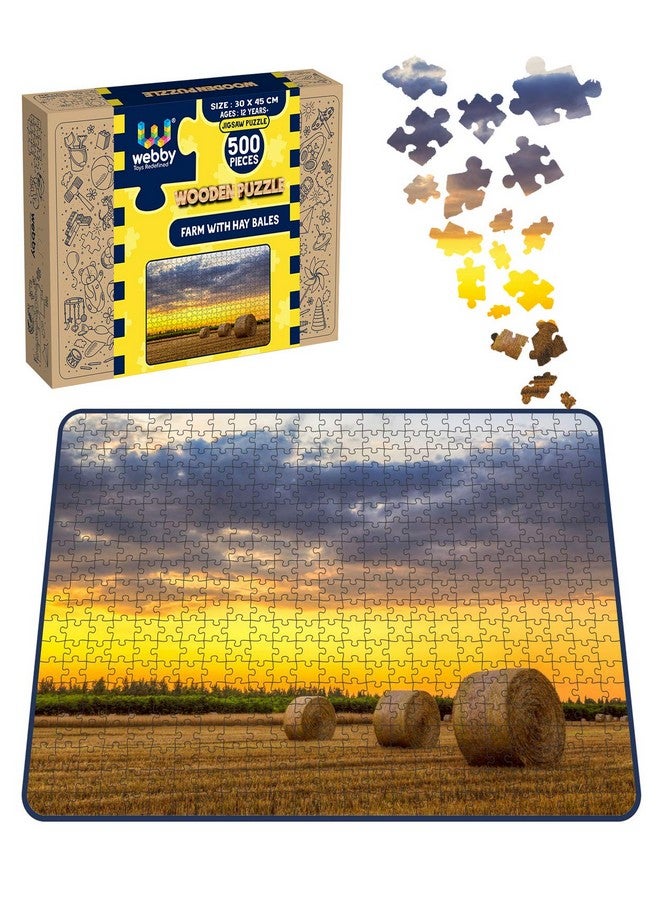 Webby Kids Farm with Hay Bales Wooden Jigsaw Puzzle, 500 Pieces - Image 2