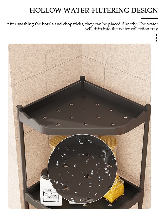 DUNISO 3-Tier Counter Corner Shelf, Kitchen Counter Organizer, Spice Rack, Bathroom Vanity Trays, Wooden Desktop Stand, Bedside Shelf for Small Spaces, Cosmetic Storage Perfume Holder - Image 4