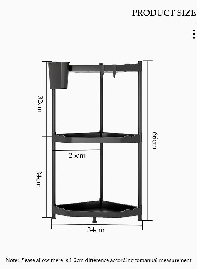 DUNISO 3-Tier Counter Corner Shelf, Kitchen Counter Organizer, Spice Rack, Bathroom Vanity Trays, Wooden Desktop Stand, Bedside Shelf for Small Spaces, Cosmetic Storage Perfume Holder - Image 2