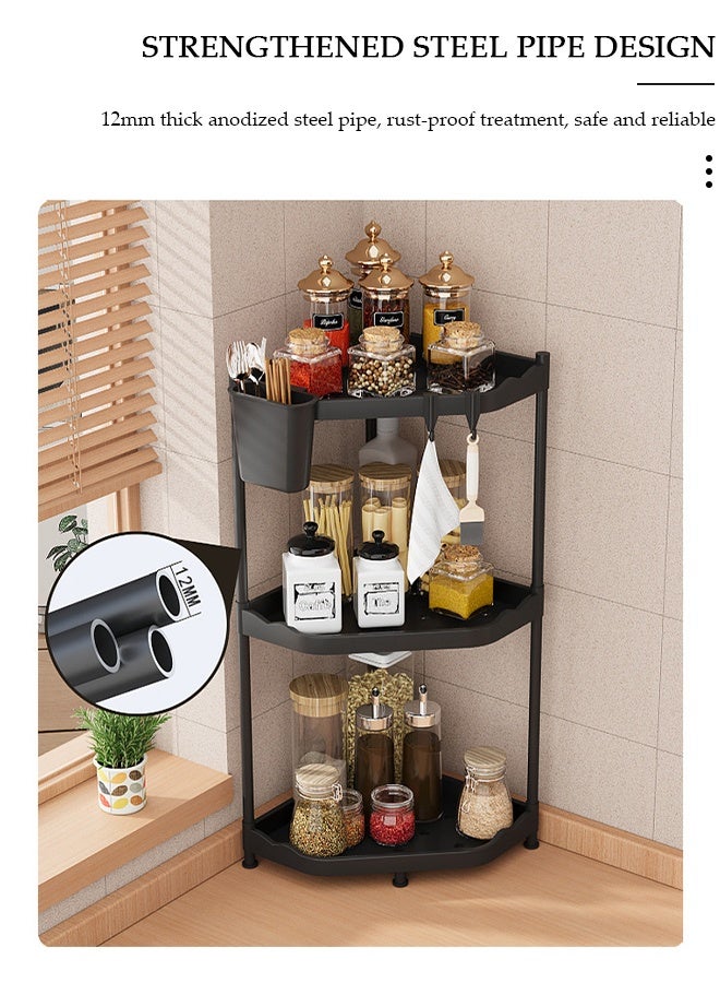 DUNISO 3-Tier Counter Corner Shelf, Kitchen Counter Organizer, Spice Rack, Bathroom Vanity Trays, Wooden Desktop Stand, Bedside Shelf for Small Spaces, Cosmetic Storage Perfume Holder - Image 5