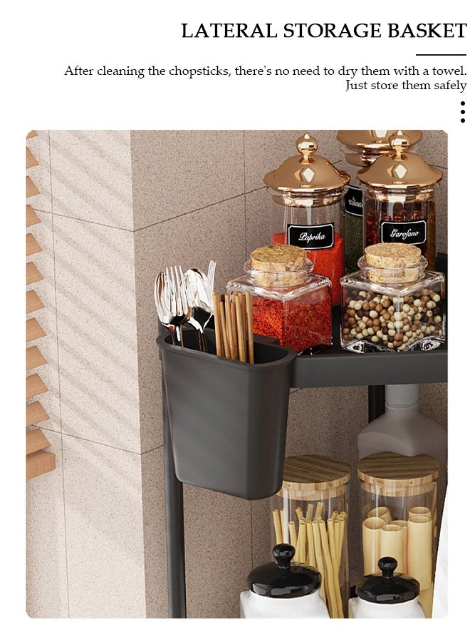 DUNISO 3-Tier Counter Corner Shelf, Kitchen Counter Organizer, Spice Rack, Bathroom Vanity Trays, Wooden Desktop Stand, Bedside Shelf for Small Spaces, Cosmetic Storage Perfume Holder - Image 3