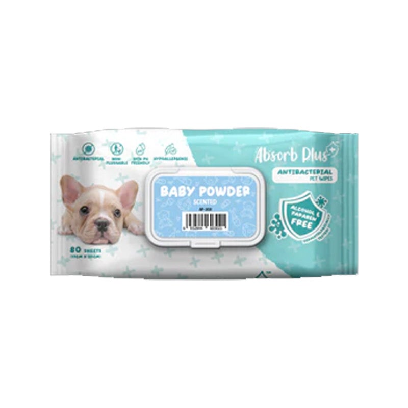 Absolute Holistic Absorb Plus Antibacterial Wipes Baby Powder 80 Sheets - Image 1