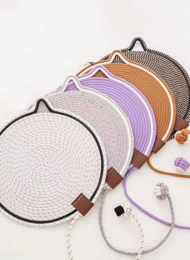 Cat Scratching Mat, Wear-resistant Waterproof Cotton Rope Cat Scratching Mat, Cat Shape Cute Cat Scratching Mat for Indoor Cats, Door, Sofa, Carpet and Furniture Protector(color random)