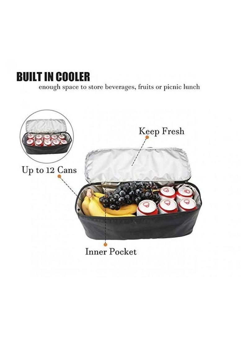 Alissa Large Beach Tote Bag Multi-function Picnic Beach Bag With Zipper Top And Cooler Bag For Travel Swimming Camping Hiking (Black)  - Image 5