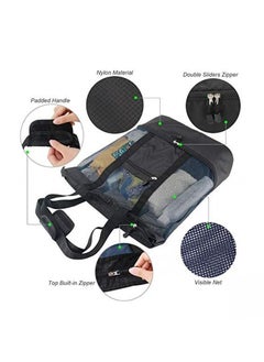 Alissa Large Beach Tote Bag Multi-function Picnic Beach Bag With Zipper Top And Cooler Bag For Travel Swimming Camping Hiking (Black)  - Image 4