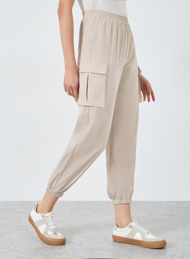 Take Two Solid Cargo Pocket Detail Joggers - Image 2