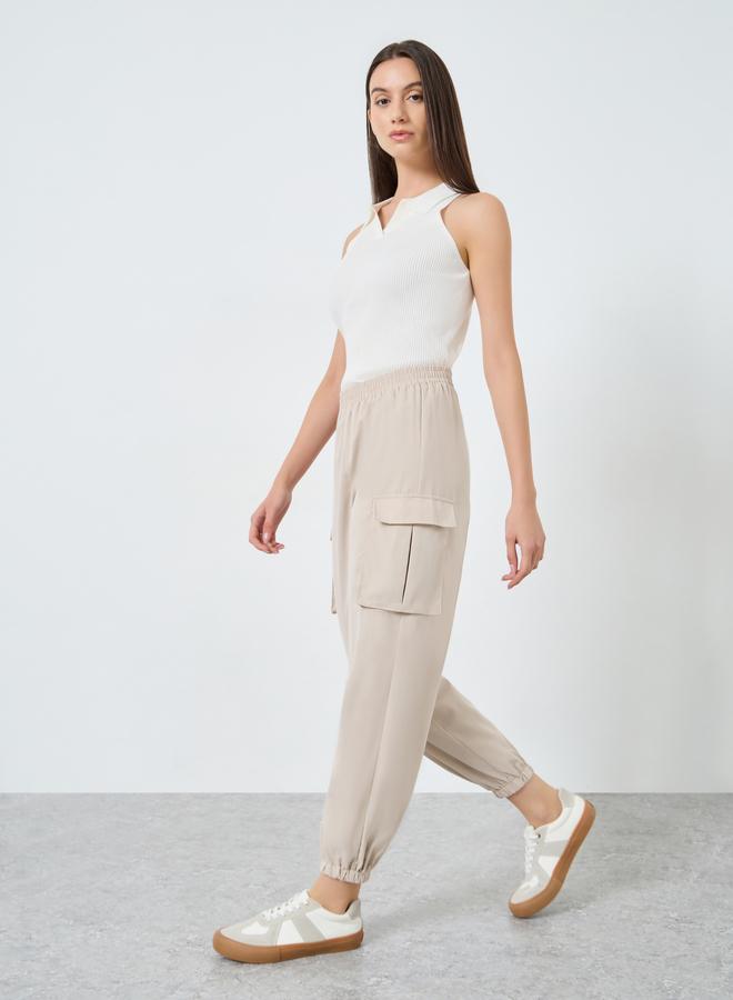 Take Two Solid Cargo Pocket Detail Joggers - Image 1