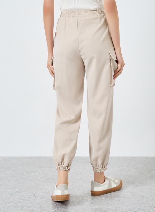 Take Two Solid Cargo Pocket Detail Joggers - Image 4