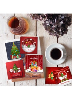 Paper Plane Design Paper Plane Design Christmas Wooden Tea Coasters for Drinks Merry Christmas Decoration Item Set of 6 Christmas Coaster  - Image 3