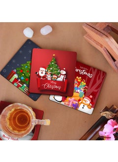 Paper Plane Design Paper Plane Design Christmas Wooden Tea Coasters for Drinks Merry Christmas Decoration Item Set of 6 Christmas Coaster  - Image 2