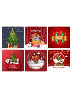 Paper Plane Design Paper Plane Design Christmas Wooden Tea Coasters for Drinks Merry Christmas Decoration Item Set of 6 Christmas Coaster  - Image 1