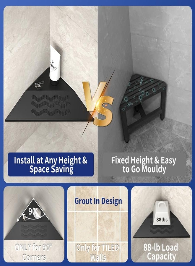 Bernkot 10'' Corner Foot Rest for Shaving Legs, 304 Stainless Steel Grout in Footrest with Shaving Holder, Recessed Designed Foot Ledge for Bathroom Shower - Image 3