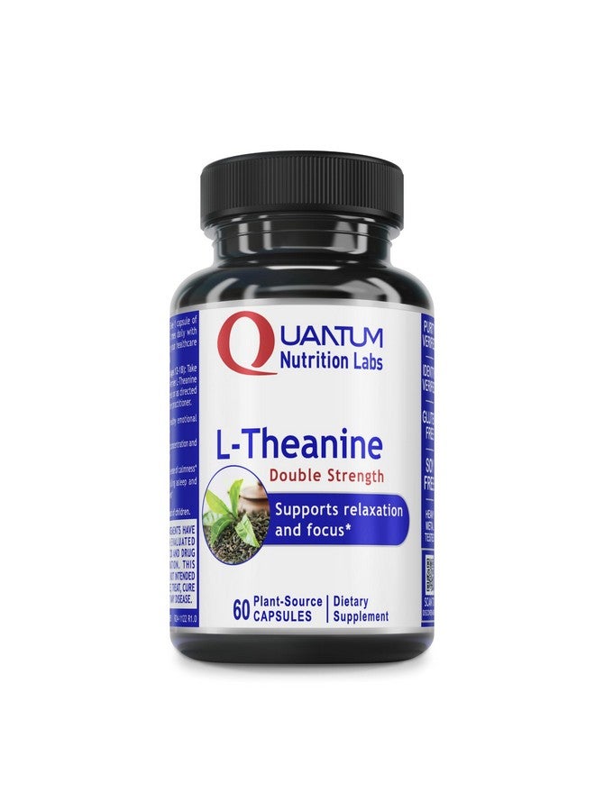 Quantum Nutrition Labs L-Theanine Extra Strength - Pure L Theanine Supplement 200mg, Focus & Energy for Men & Women, Amino Acid for Relaxation, Natural Support for Adults & Kids - 60 Vegan Capsules