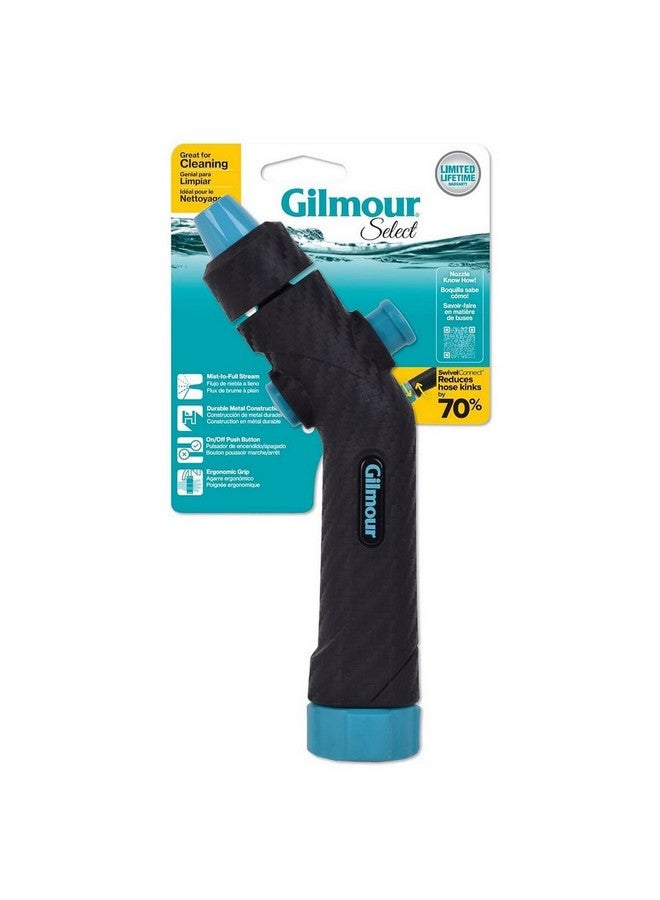 Gilmour Heavy Duty Push Button Control Adjustable Garden Hose Nozzle with Swivel Connect Dark Grey and Blue 22 x 12 x 3.5 cm 885502-1001 - Image 1