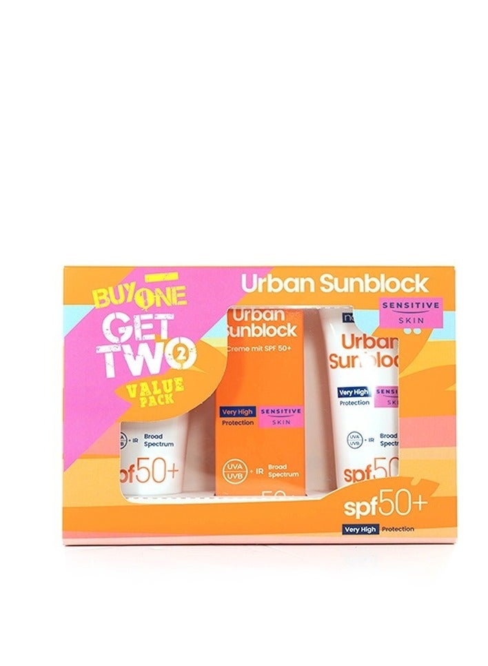 novaclear Urban Sunblock SPF 50 plus UVA UVB Sunscreen High Protection plus Sensitive Skin 40 ml pack of 2