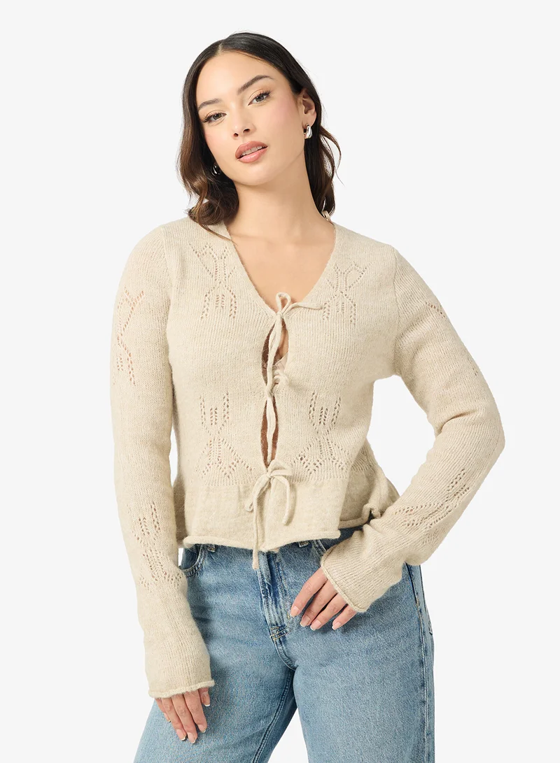 اونلي Onlhelga Long Sleeve Knitted String Cardigan
