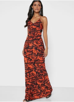 Printed V-Neck Dress