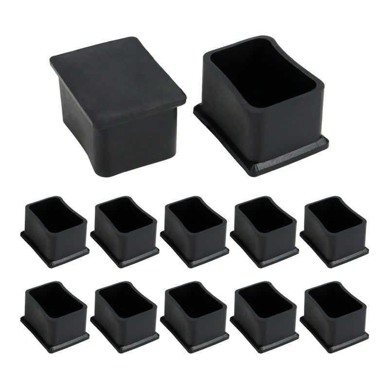Geesatis 1 12 X 1 19 Furniture Feet Pads Table Chair Leg Cover Floor Protector Rectangle Black Rubber PVC Set of 12