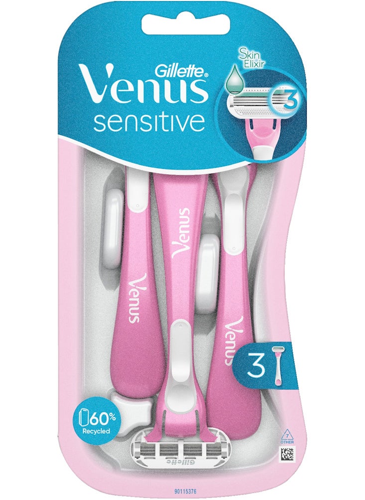 Venus Gillette Venus Sensitive 3 Razors with 3 Blades and a Moving Head  - Image 1