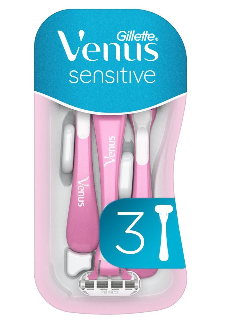 Venus Gillette Venus Sensitive 3 Razors with 3 Blades and a Moving Head  - Image 2