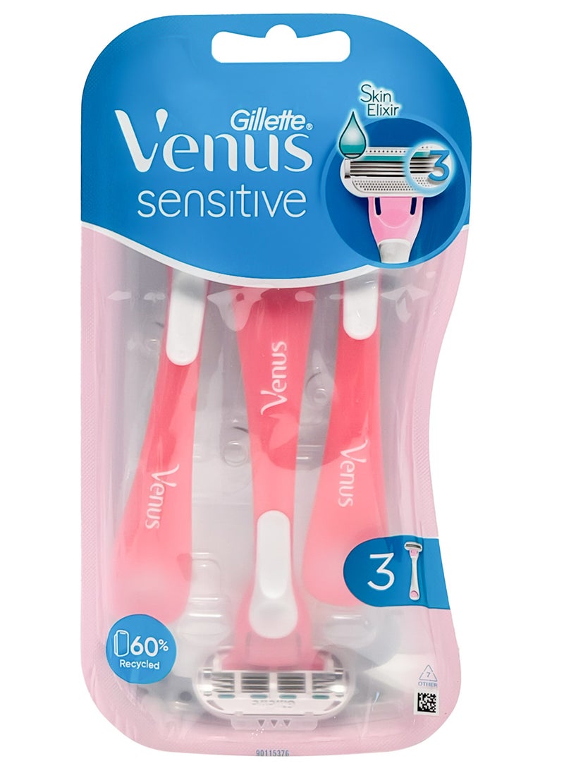 Venus Gillette Venus Sensitive 3 Razors with 3 Blades and a Moving Head  - Image 3