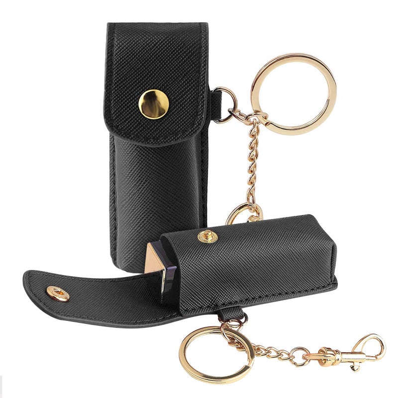 2pcs Key Chains Protective Cases Storage Pouch for Lipstick (Black) - Image 5