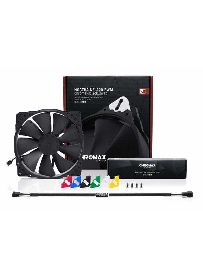 NOCTUA NF-A20 PWM chromax.black.swap، مروحة هادئة متميزة، 4 دبابيس (200x30 مم، أسود) - Image 4