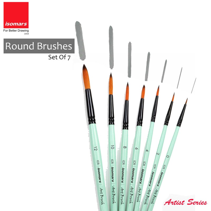 Isomars CANVAA Paint Brushes - Round - Set of 7 Suitable for Acrylic Painting, Oil Paint, Mix Media & Watercolors - Image 5