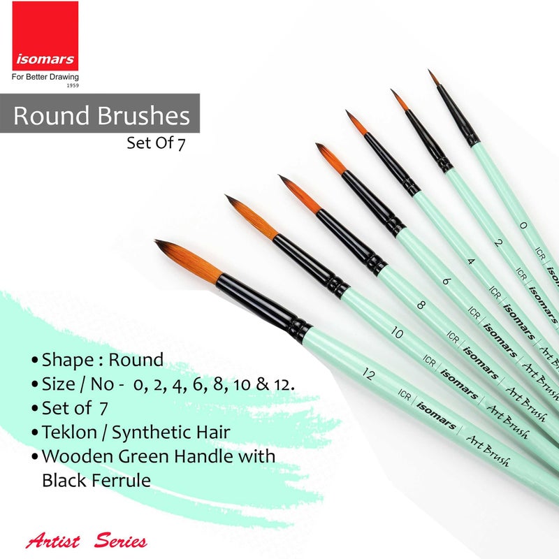 Isomars CANVAA Paint Brushes - Round - Set of 7 Suitable for Acrylic Painting, Oil Paint, Mix Media & Watercolors - Image 3