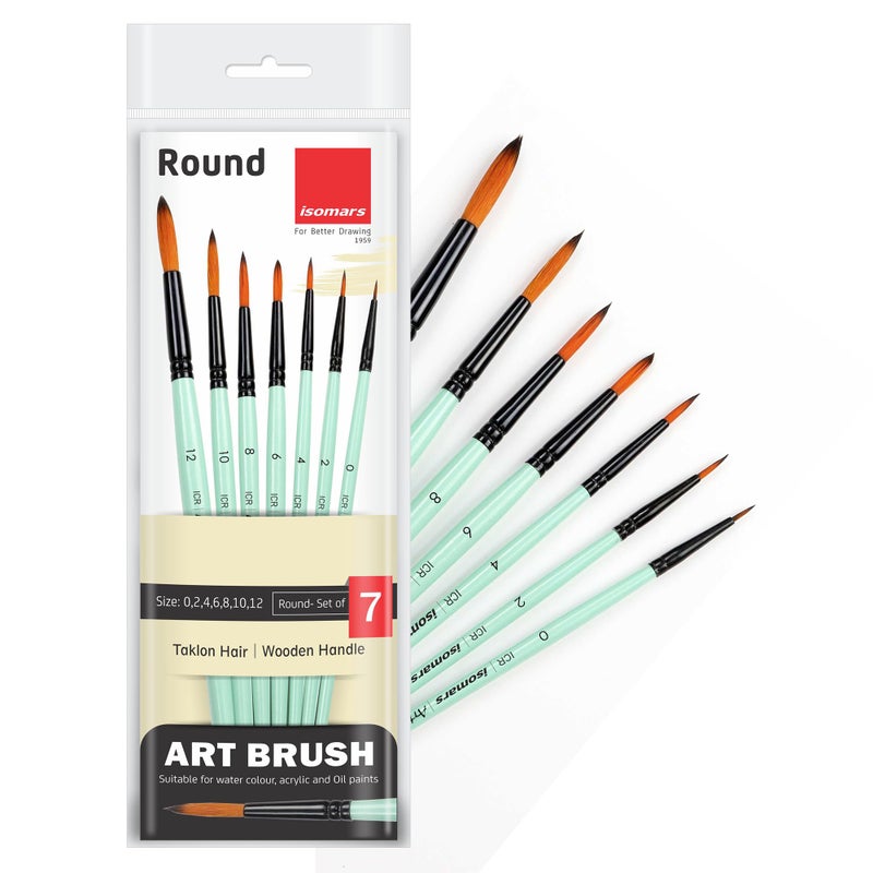 Isomars CANVAA Paint Brushes - Round - Set of 7 Suitable for Acrylic Painting, Oil Paint, Mix Media & Watercolors - Image 1