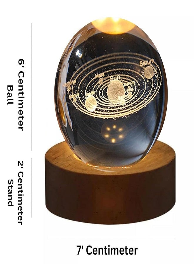 WROPZO 3D Galaxy Crystal Ball Night Lamp,Creative Engraved Crystal Ball Night Light, USB Table LED Wooden Crystal Ball for Home Decoration Birthday Gift for Teens, Boys, Girls (Galaxy)(Warm White) - Image 2