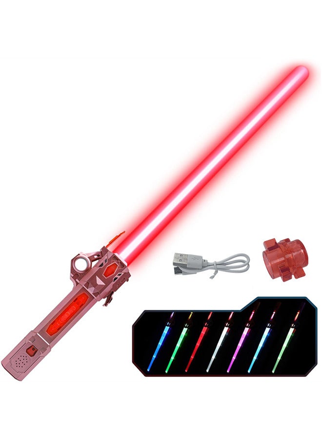 Light Sabers for Kids, RGB 7 Colors Retractable Light Up Saber with FX Sound, 3 Modes Rechargeable Light Swords Gifts for Boys Girls Party Costume Star Galaxy War Fighters & Warriors  - Image 1