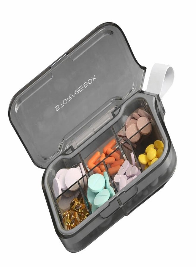 EASEPRES Pill Organizer Box 7 Compartments, Moisture Proof Travel Medicine Storage Case for Tablets & Capsules, Portable Pill Box, Mini Jewelry Organizer & Small Storage Box with Lock Lid (Grey - Image 1